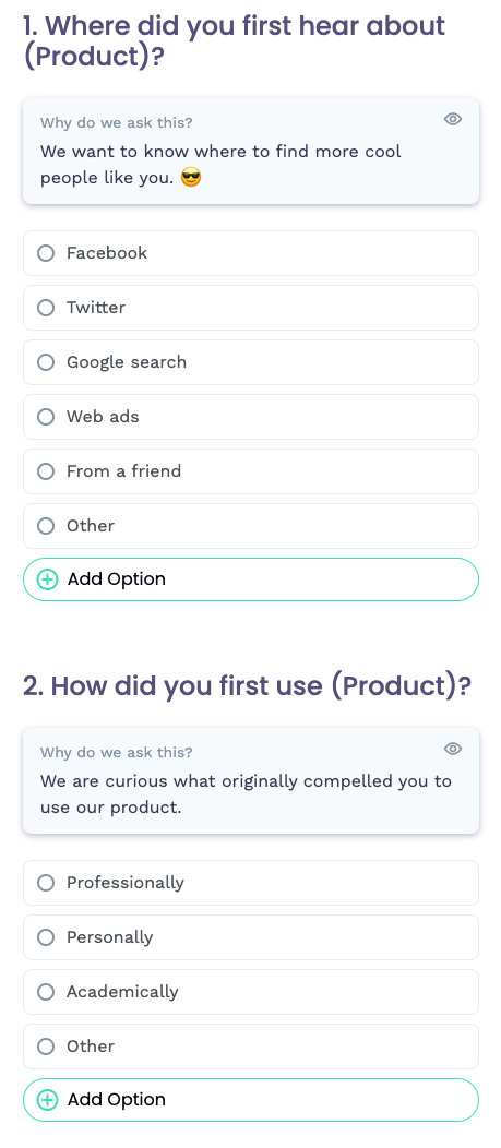 free product market fit survey