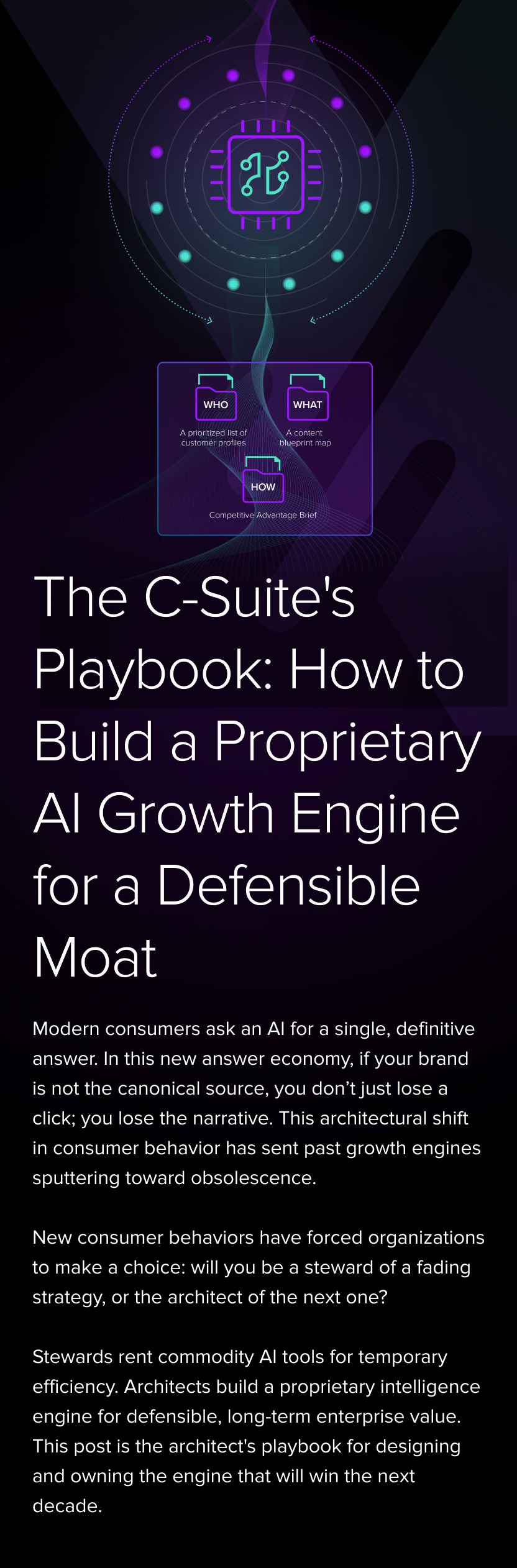 header image contrasting the declining value of rented tools with the compounding growth created by building an owned proprietary ai engine.